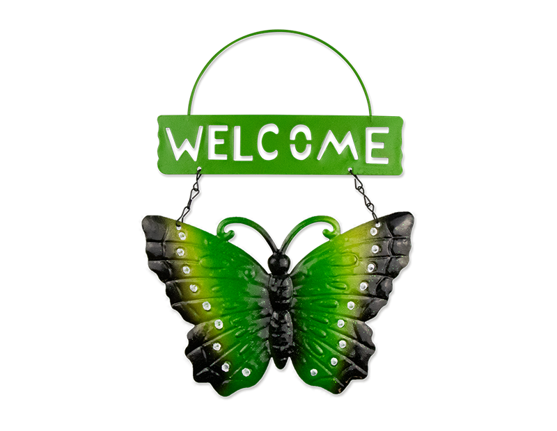 Wholesale Glitter butterfly Metal Welcome sign | Gem imports Ltd.