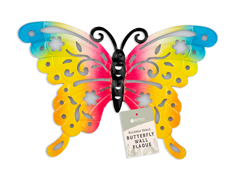 Wholesale Rainbow butterfly meal wall plaque | Gem imports Ltd.