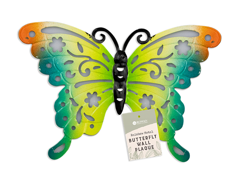 Wholesale Rainbow butterfly meal wall plaque | Gem imports Ltd.