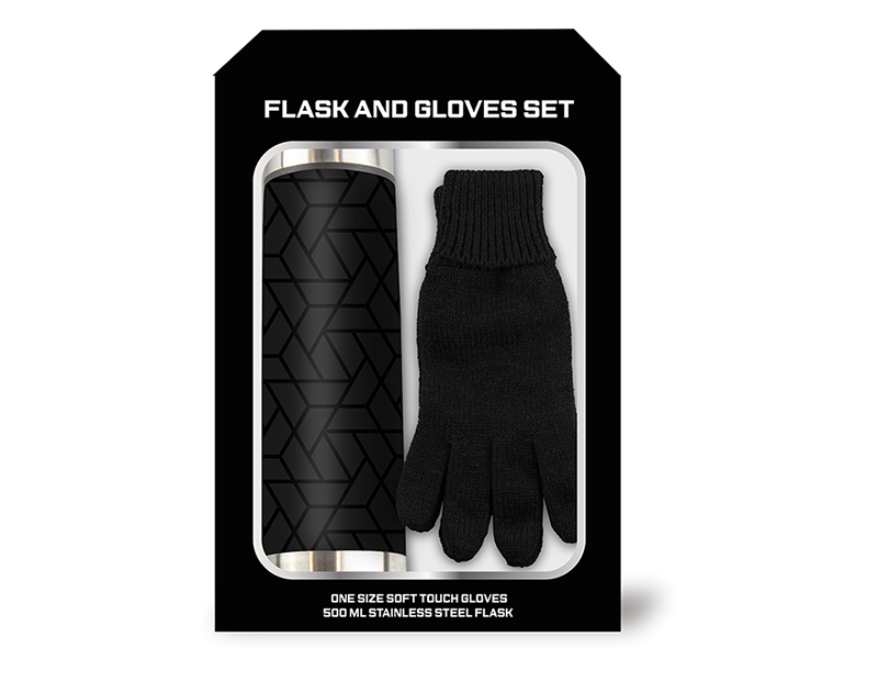 Wholesale Stainless Steel Flask & Soft Touch Gloves Set