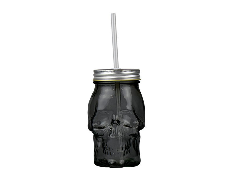 Wholesale skull drinking jar with straw