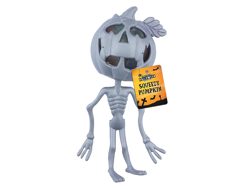 Wholesale Halloween Squeeze Pumpkin Toy with Beads PDQ