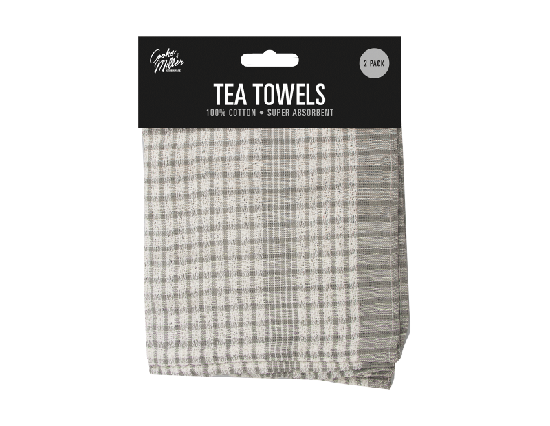 Mono Check Tea Towel - 2 Pack