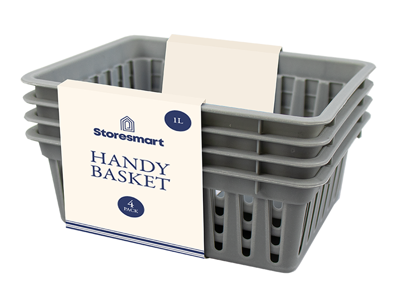 Wholesale Plastic Handy Basket 4pk -  1L
