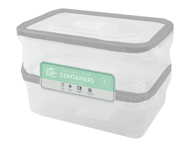 Wholesale Clip Lock Containers 450ml 2pk