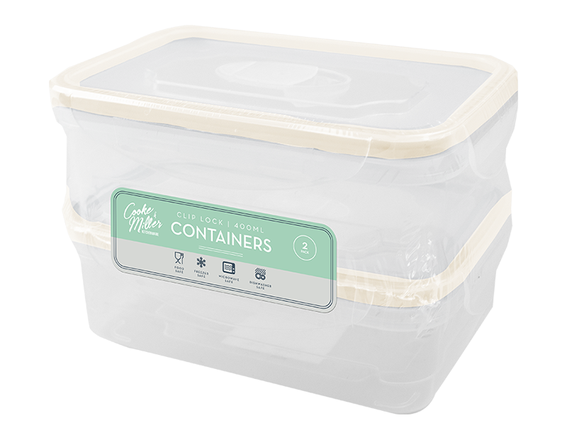 Wholesale Clip Lock Containers 450ml 2pk