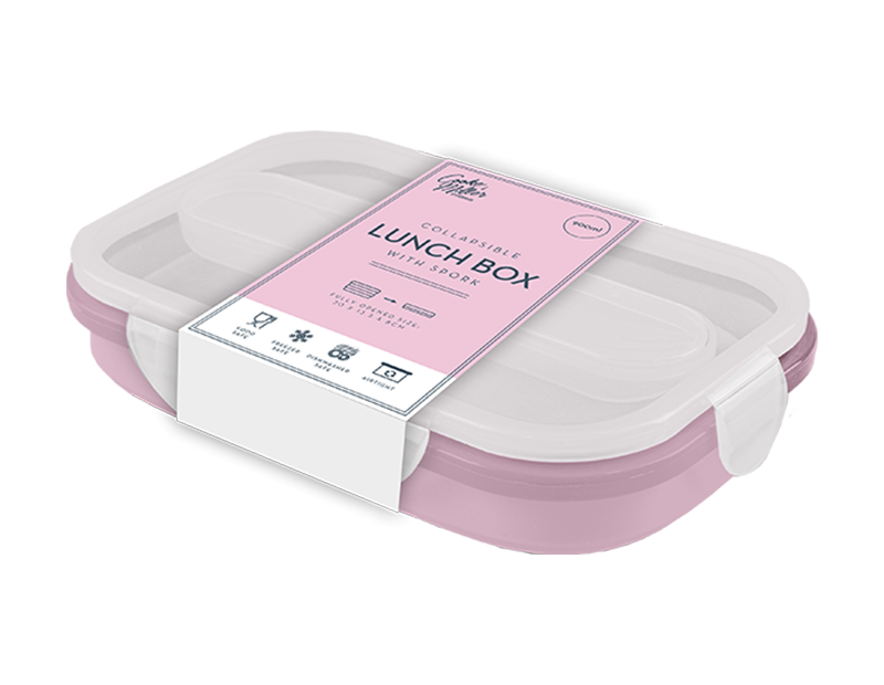 Wholesale Pastel Collapsible Lunch Box with Spork