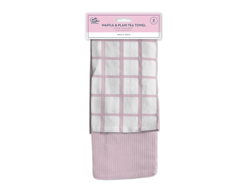 Wholesale Pastel Terry Waffle & Plain Tea Towel 2pk