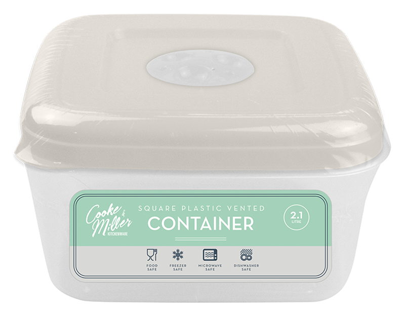 Wholesale Vented Square Plastic Container 2.1L