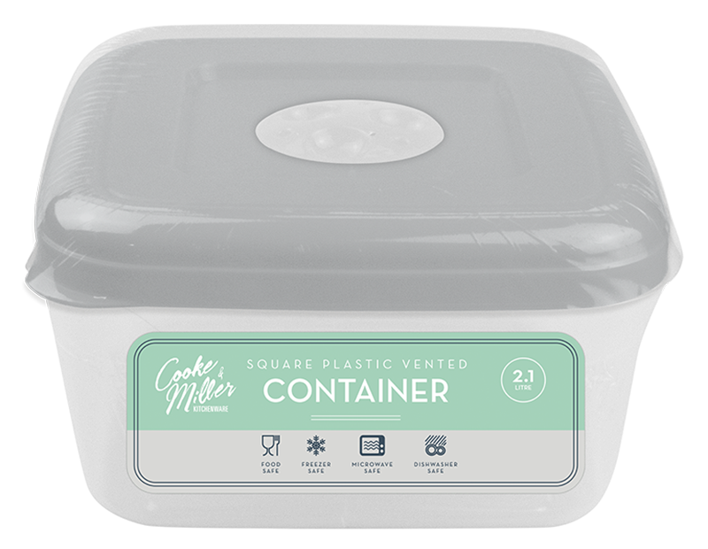 Wholesale Vented Square Plastic Container 2.1L