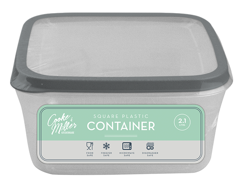 Wholesale Square Plastic Container 2.1L