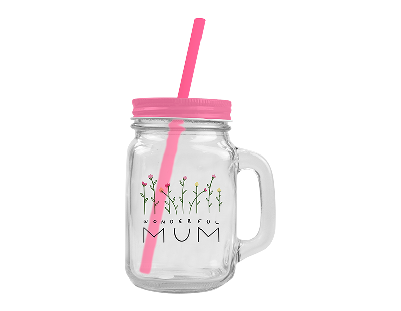 Wholesale Mother's Day Mason Jar with straw 450ml | Gem imports Ltd.