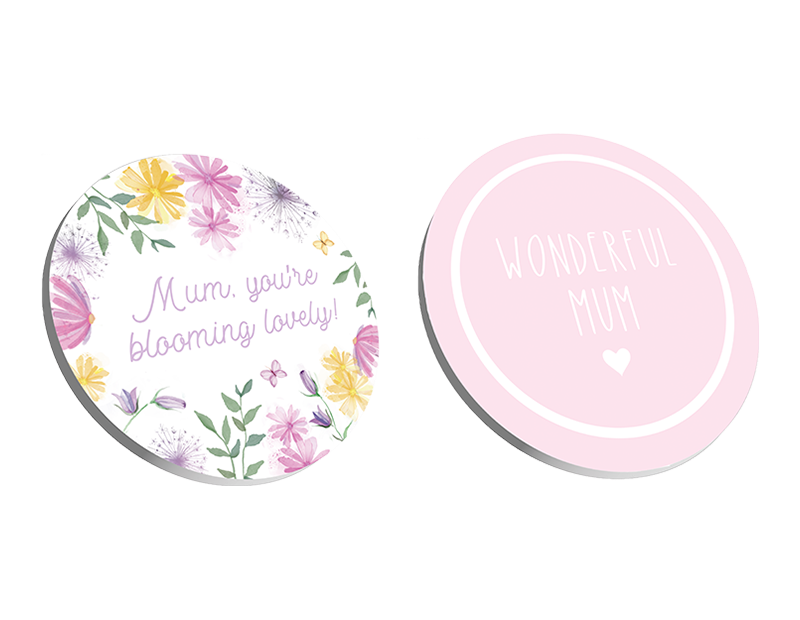 Wholesale Mother's Day Wooden coaster 10cm PDQ