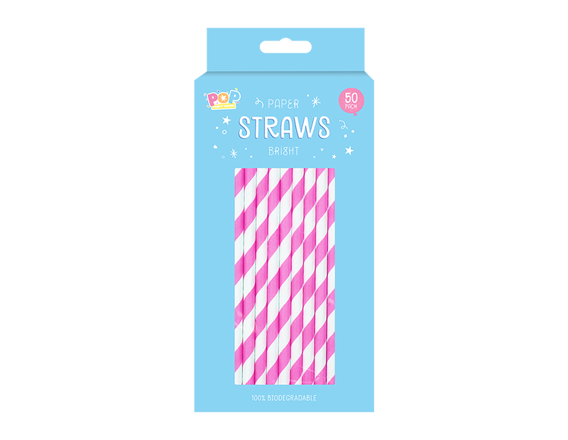 Paper Straws Bright - 50 Pack