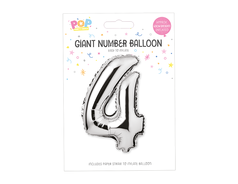 Silver Foil Number Balloon 65cm