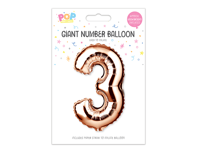 Rose Gold Foil Number Balloon 65cm
