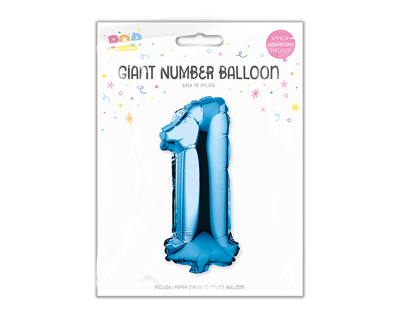 Blue Foil Number Balloon 65cm