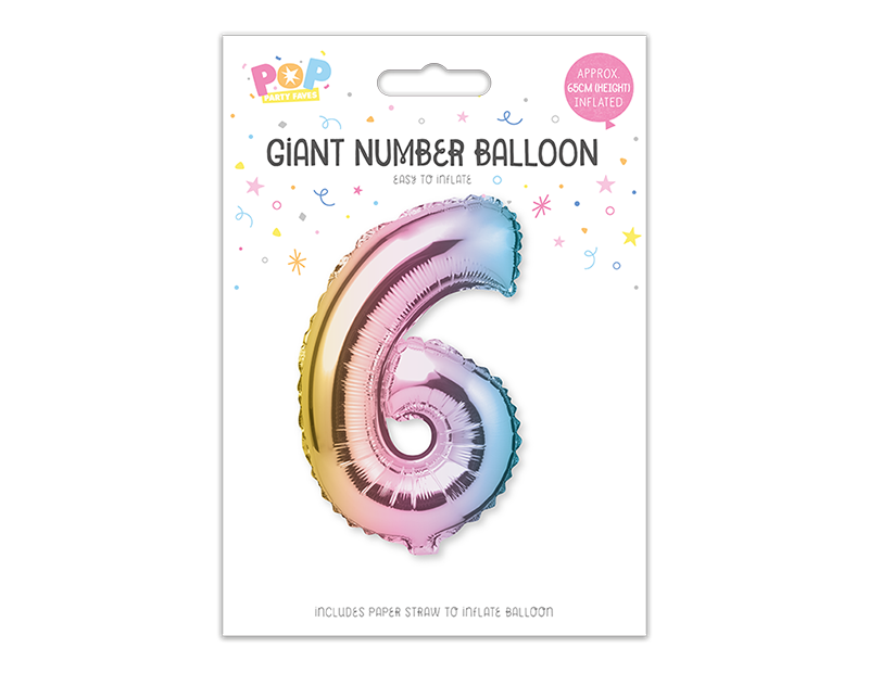 Multicoloured Foil Number Balloon 65cm