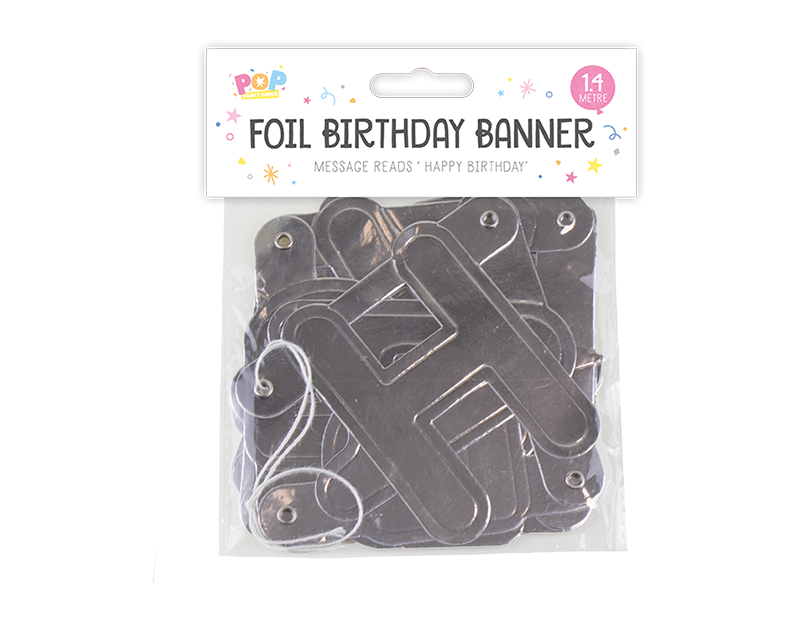 Wholesale Metallic Happy Birthday Foil Banner 1.4M | Gem imports Ltd