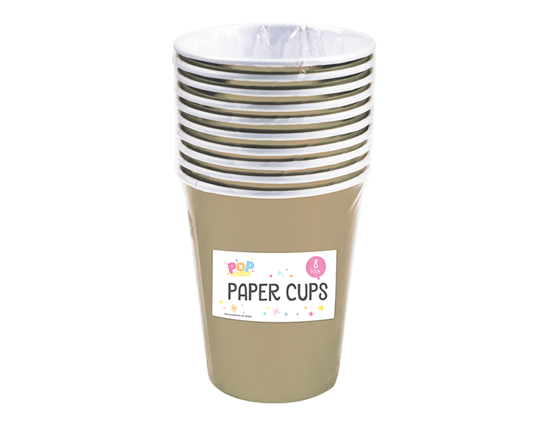Wholesale Metallic Paper Cups 8Pk PDQ