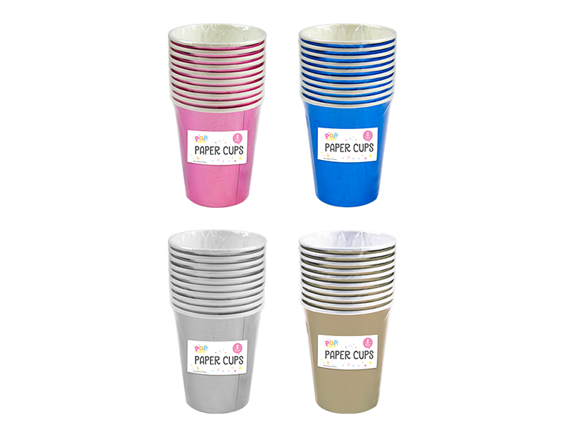 Wholesale Metallic Paper Cups 8Pk PDQ