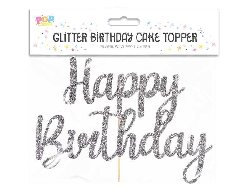 Glitter Happy Birthday Cake Topper