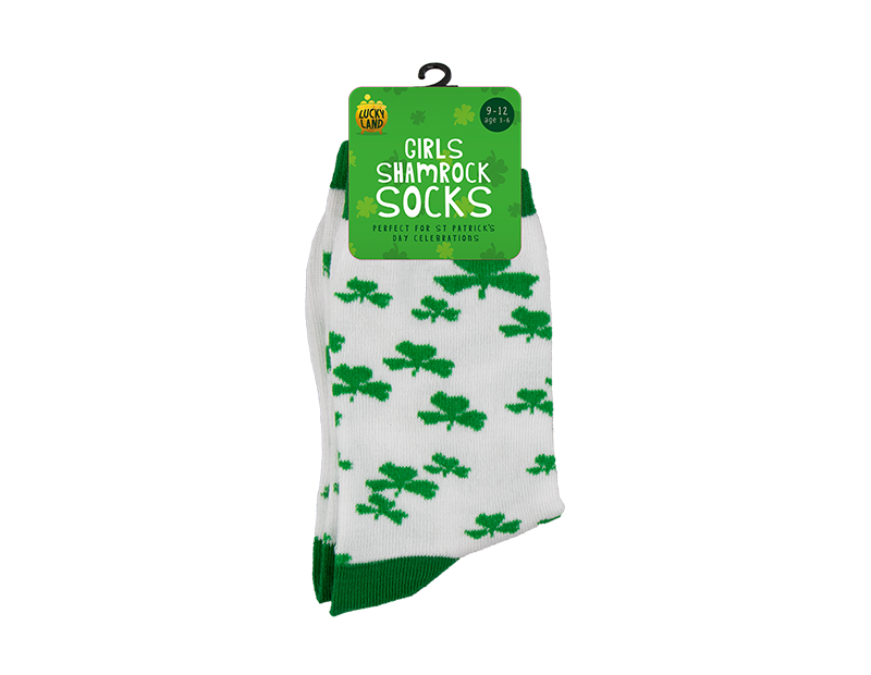 St Patricks Day Girls shamrock socks