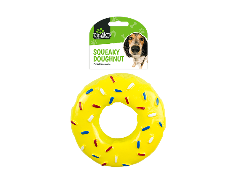 Squeaky Doughnut Dog Toy