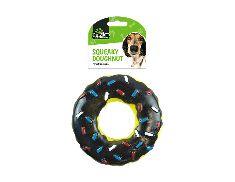 Squeaky Doughnut Dog Toy