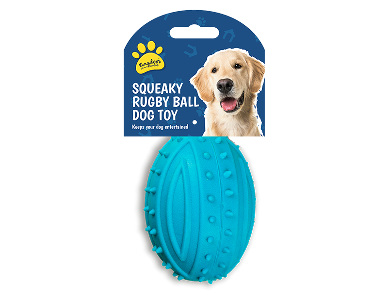 Rubber Squeaky Rugby Ball Dog Toy