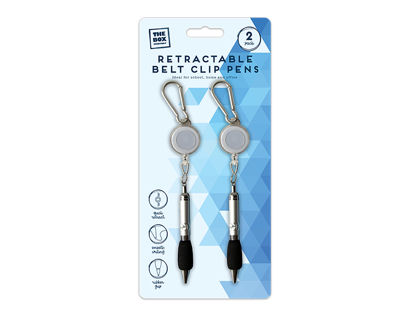 Retractable Belt Clip Pen - 2 Pack