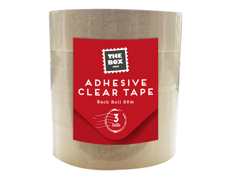 Wholesale Clear Adhesive Tape 3pk 25m