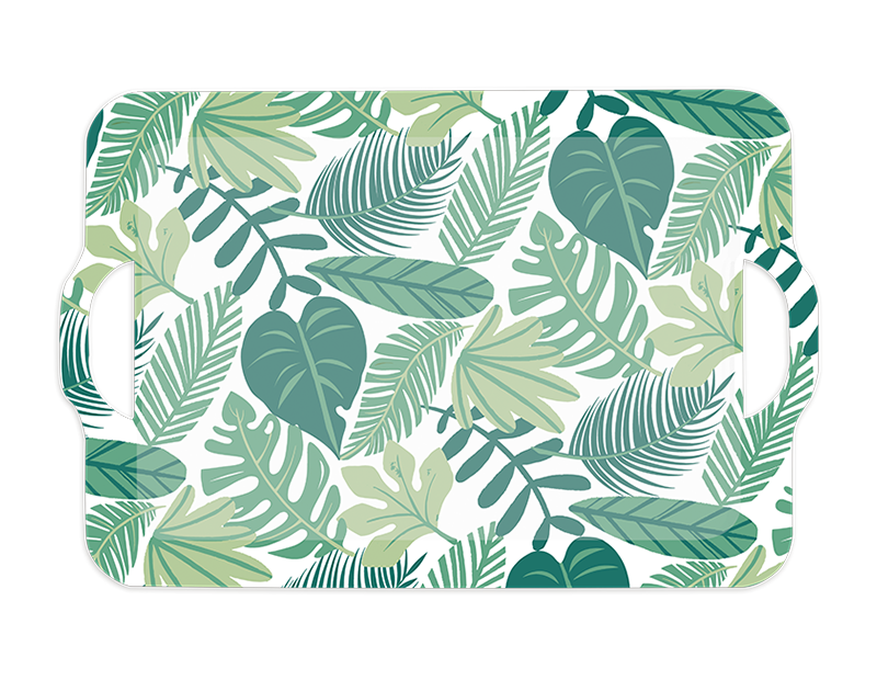 Summer Party Leaf Bamboo Serving Tray 39.5cm x 29.5cm