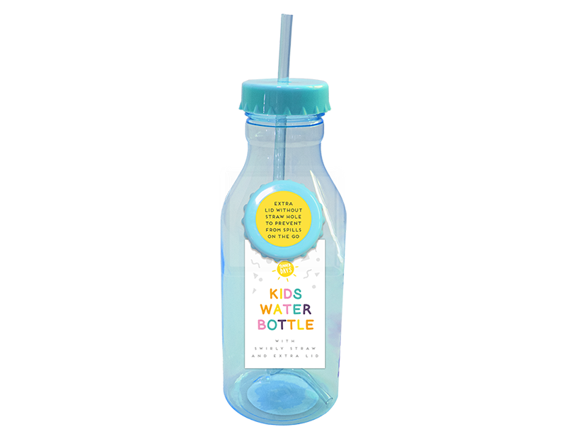 Kid's Water Bottle With Swirly Straw 550ml
