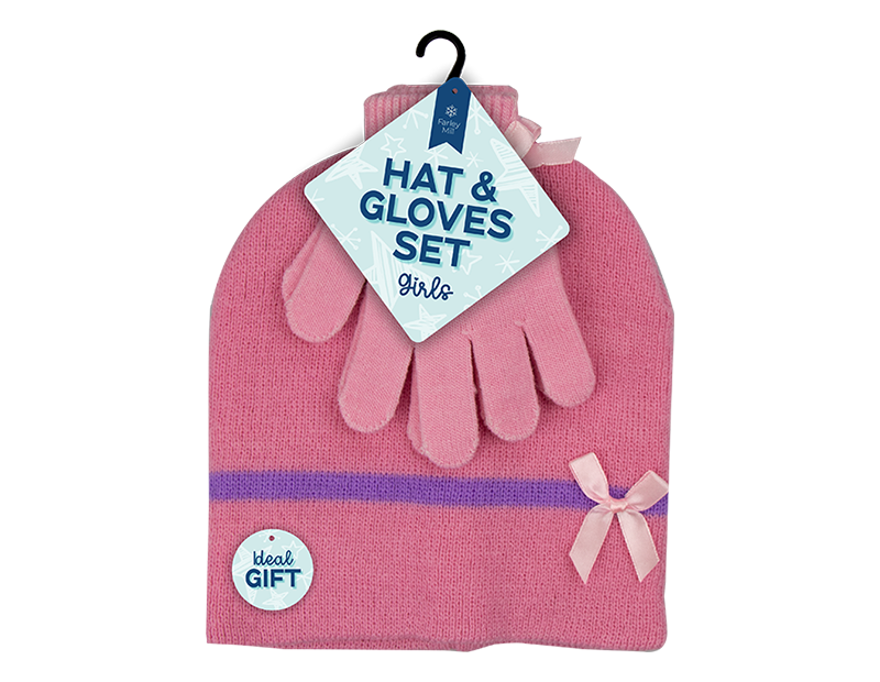 Wholesale Girls Beanie Hat & Gloves Sets