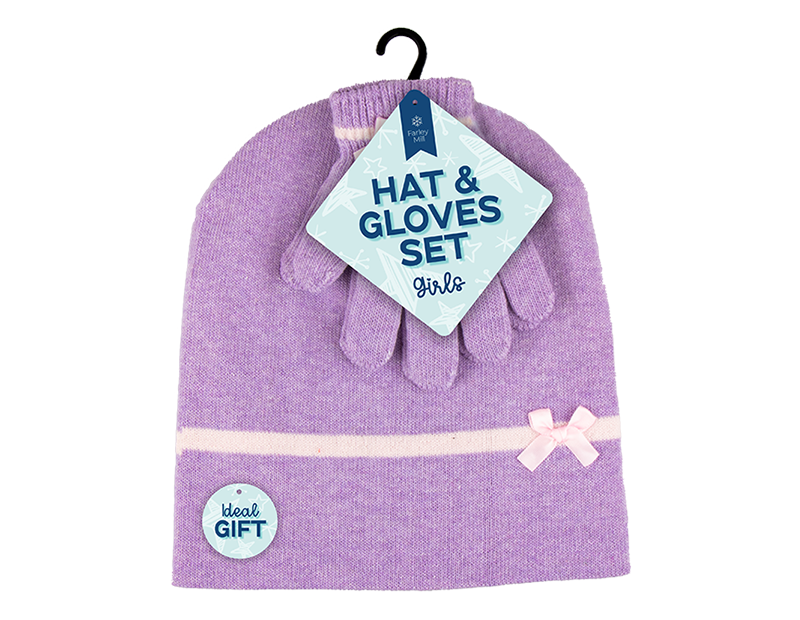 Wholesale Girls Beanie Hat & Gloves Sets