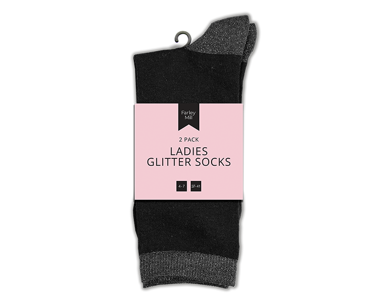Ladies Lurex Socks 2 Pairs