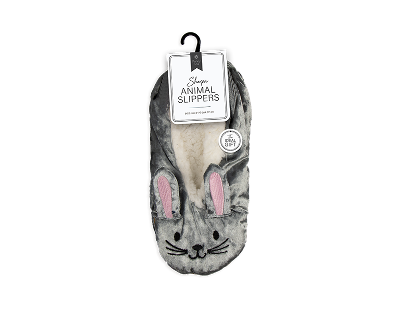 Wholesale Ladies Sherpa Animal Slippers