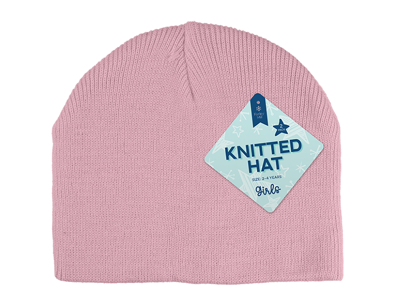 Wholesale Girls Knitted Hat 2pk Asstd Sizes