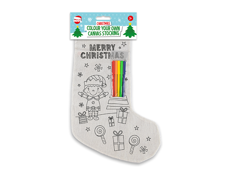 Wholesale Christmas Colour Your Own Canvas Stocking