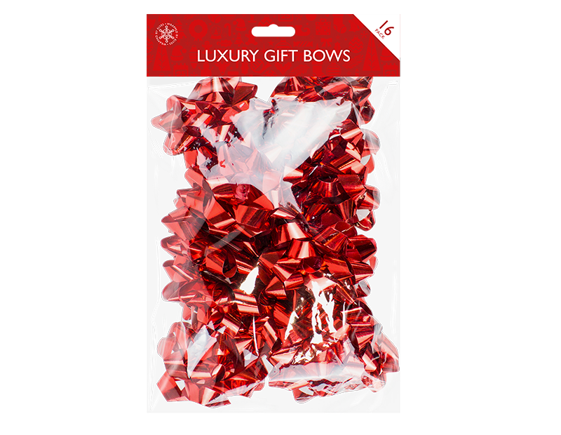 Christmas Metallic Gift Bows - 16 Pack