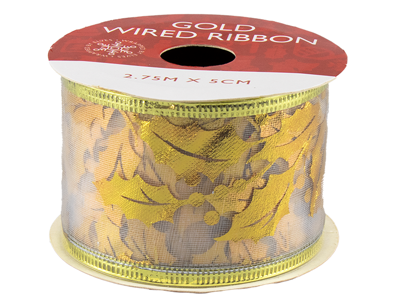Gold Christmas Wired Ribbon