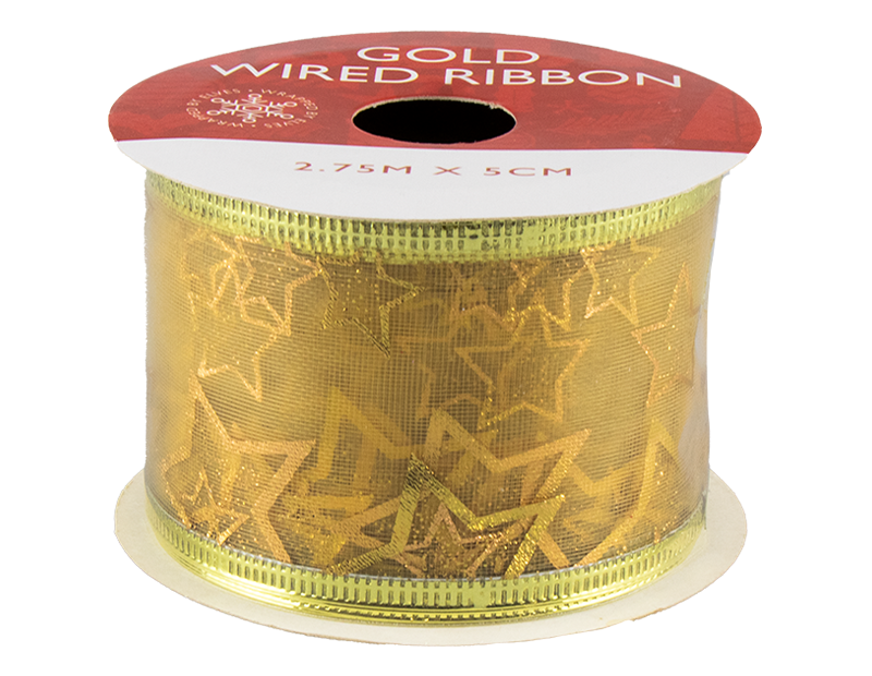 Gold Christmas Wired Ribbon