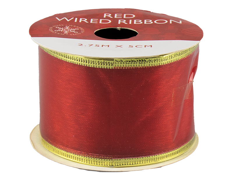 Red Christmas Wired Ribbon