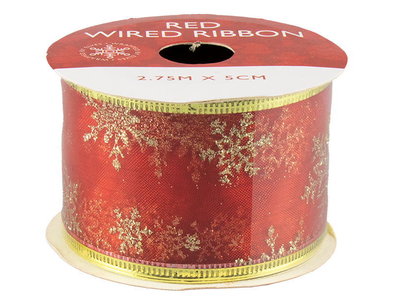 Red Christmas Wired Ribbon
