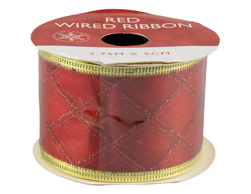 Wholesale Red Christmas Wired Ribbon