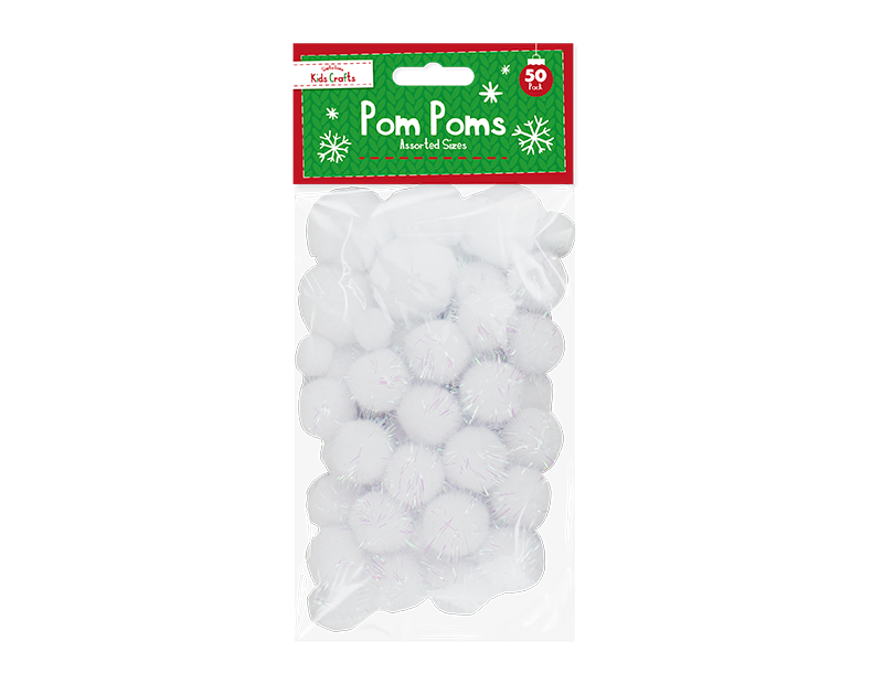 Christmas Craft Pom Poms - 50 Pack