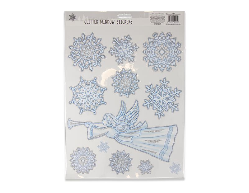 Glitter Snowflake Scene Window Stickers