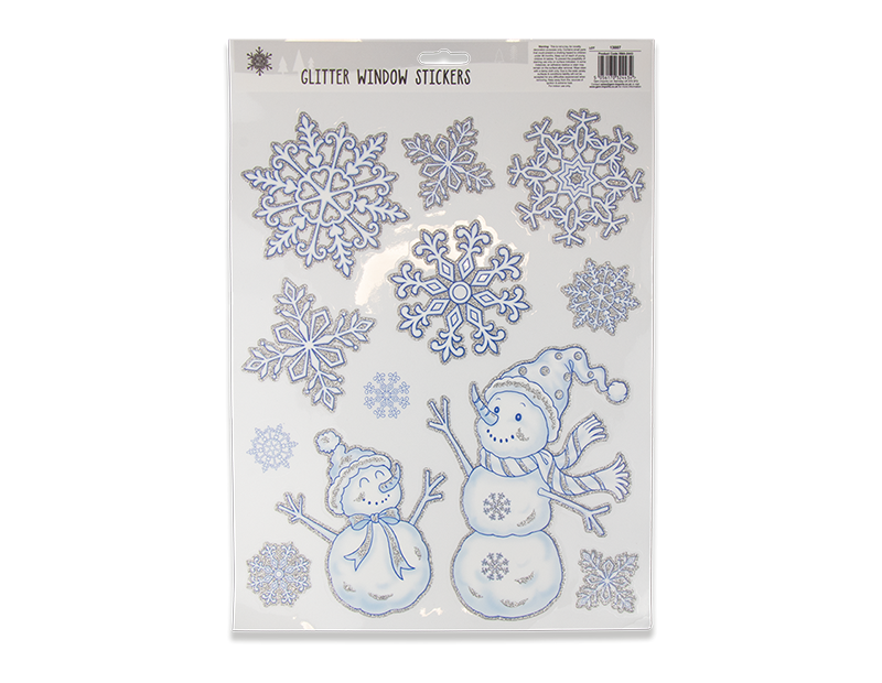 Glitter Snowflake Scene Window Stickers