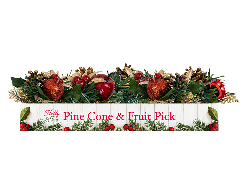 Christmas Pine Cone & Fruit Pick With PDQ